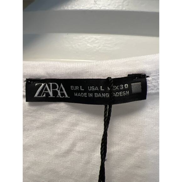 NWT Zara Women’s Long Sleeve Crew Neck Casual Lightweight Shirt Top Size L White - Picture 2 of 5